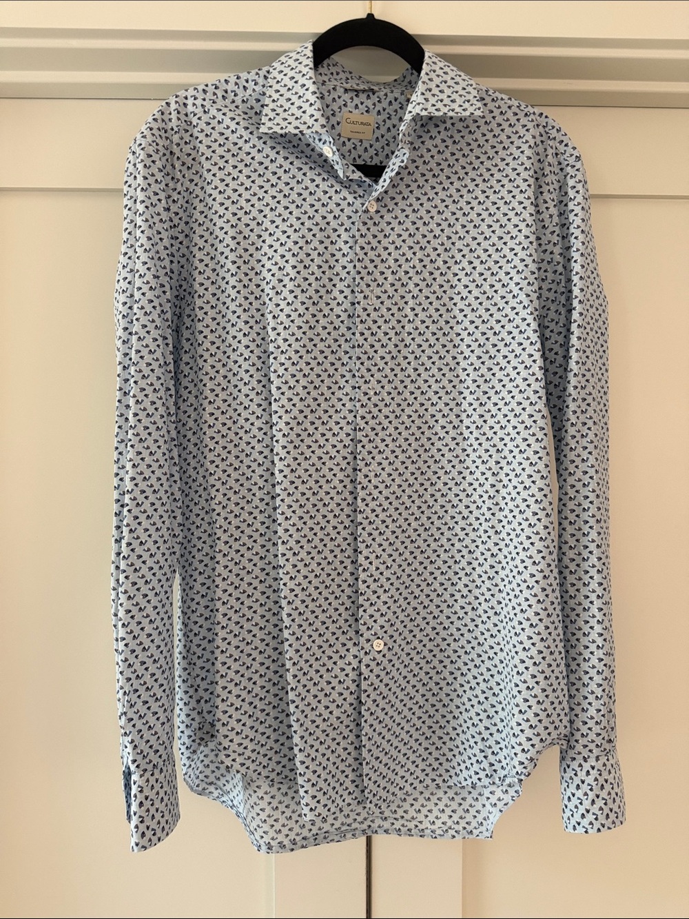 Casual Light Blue Micro-Print Men's Button-Down Shirt by Canali